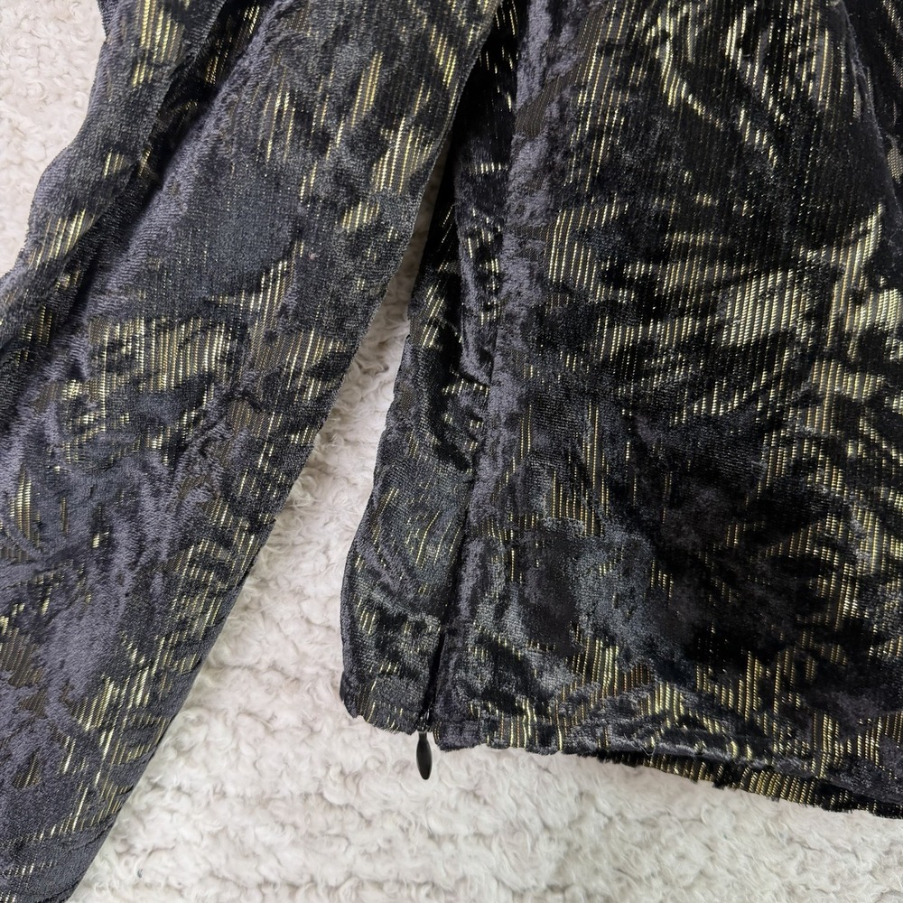 Express One Shoulder Black & Gold Metallic Ruched Crop Top Women's Small Party - Picture 6 of 10
